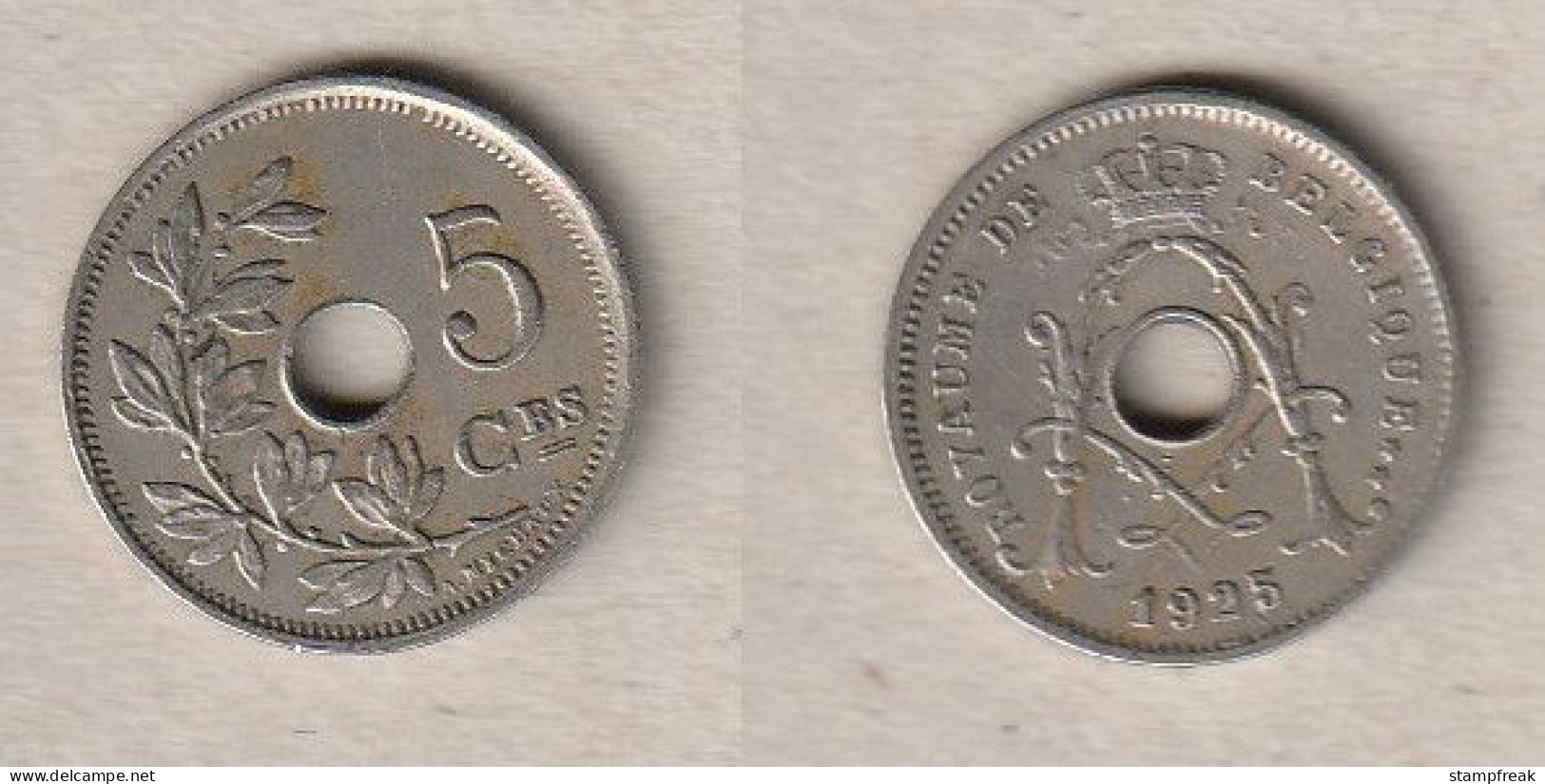 00781) Belgien, 5 Centimes 1925 - 5 Cents