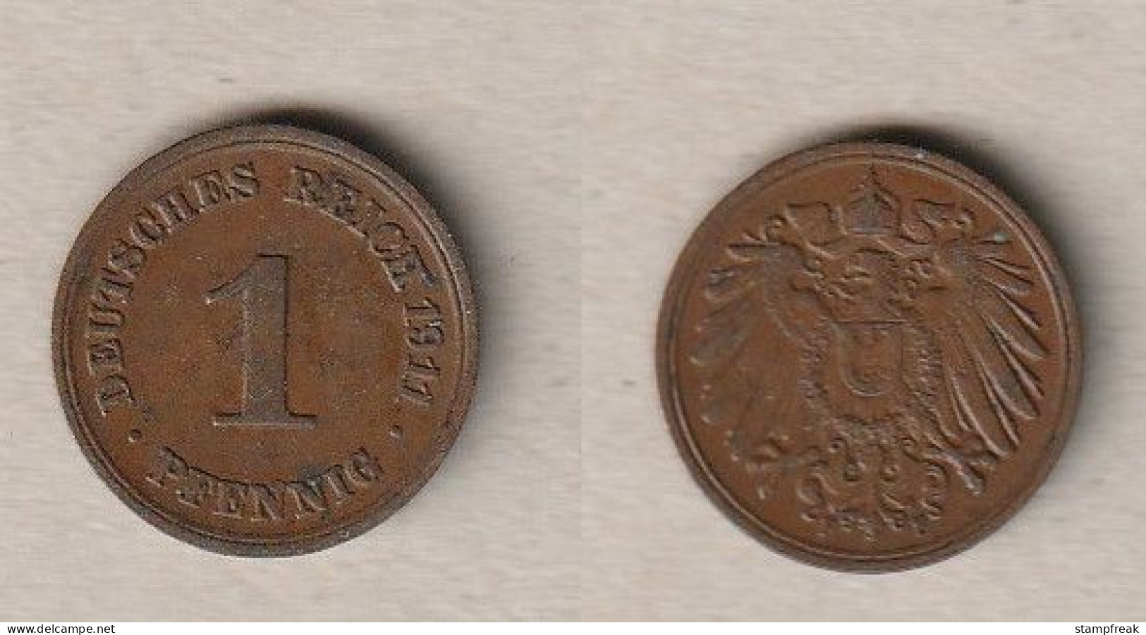 00788) Deutschland, 1 Reichspfennig 1911 F - 1 Pfennig