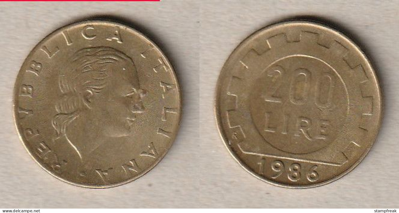 00542) Italien, 200 Lire 1986 - 200 Lire