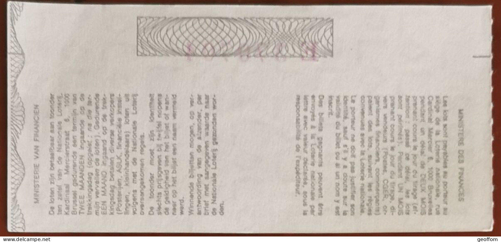 Billet De Loterie Nationale Belgique 1985 46e Tranche De La Peinture - 13-11-1985 - Billetes De Lotería