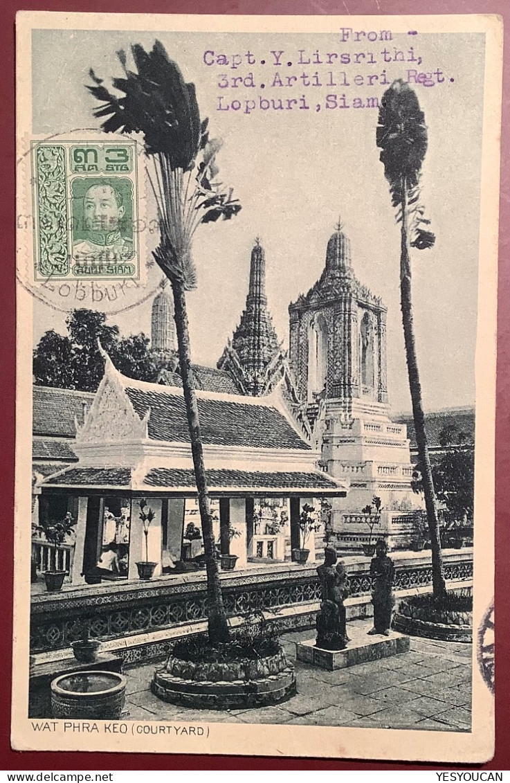 SIAM LOBBURI 1921 From Thai Army ! Ppc>CONSTANTINOPLE TURKEY ! Rare Destination (cpa Thailande Thailand Cover Military - Siam