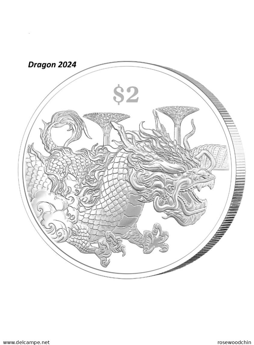 2024 Singapore Lunar Dragon Nickel-Plated Zinc Proof-Like Coin - Singapur