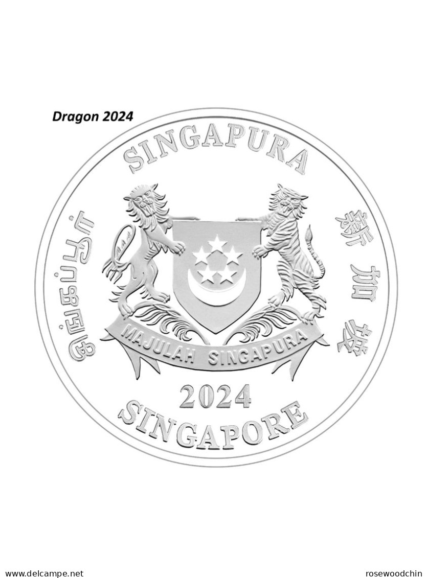 2024 Singapore Lunar Dragon Nickel-Plated Zinc Proof-Like Coin - Singapur