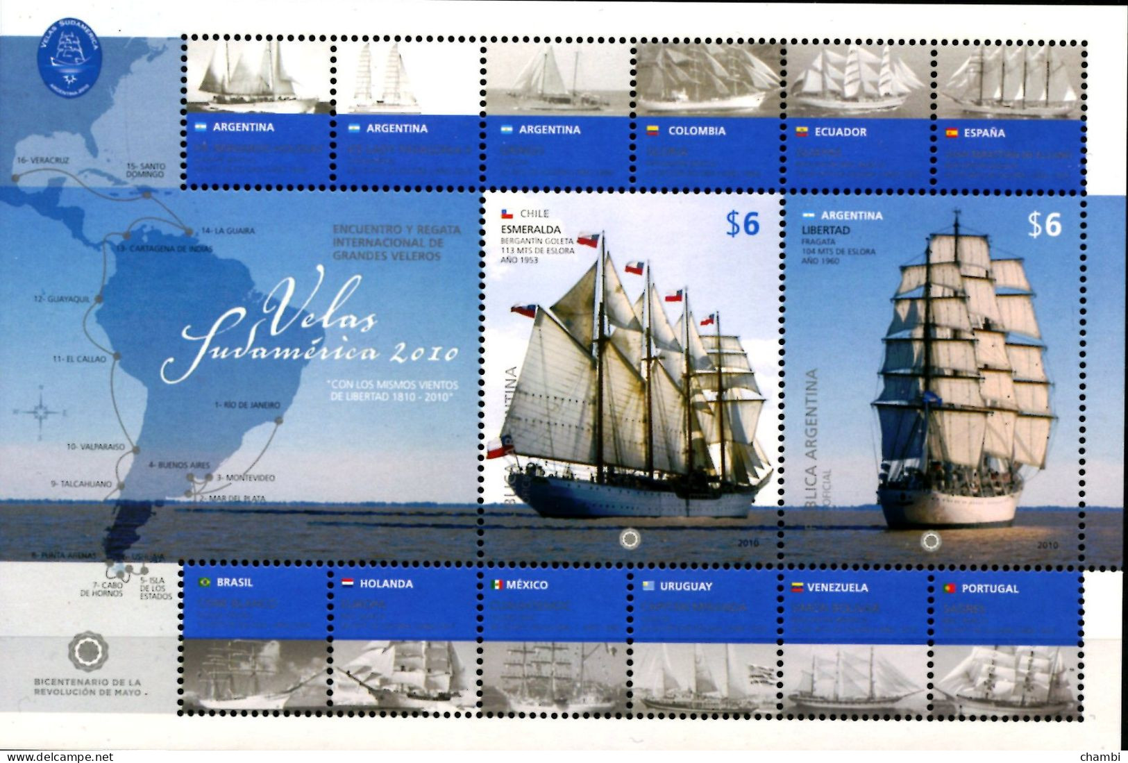 Argentine Bloc 200ème Anniverssaire De La Voile En Amérique Du Sud Marine Sail Boat - Unused Stamps