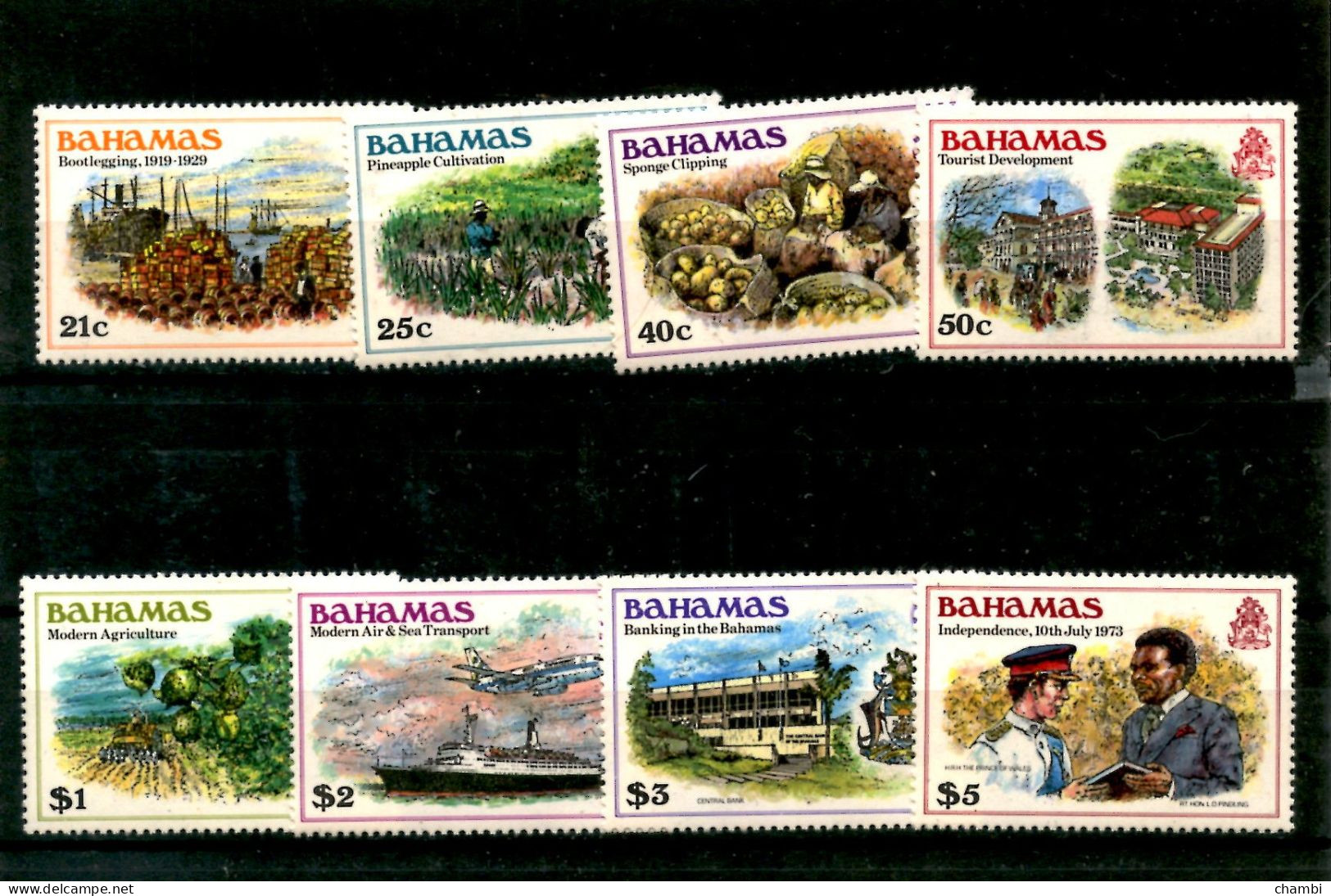 Bahamas Série De 8 Timbres Tourisme Bateaux Architecture Corail - Bahamas (1973-...)