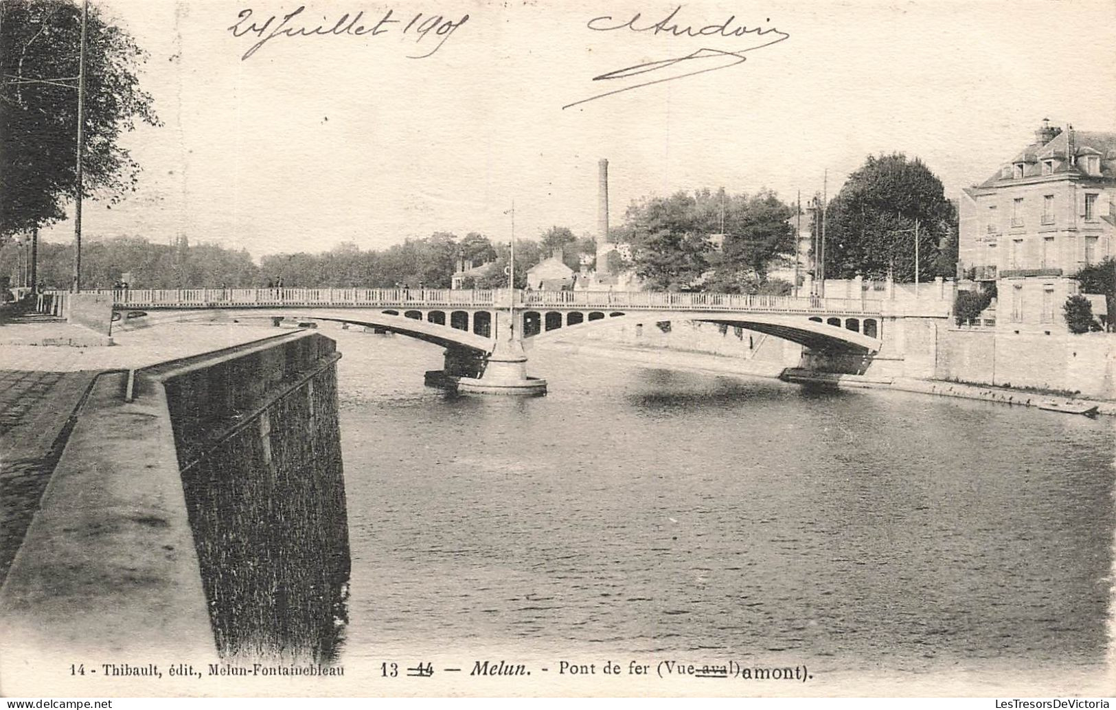 FRANCE - Melun - Pont De Fer - Vue Amont - Carte Postale Ancienne - Melun