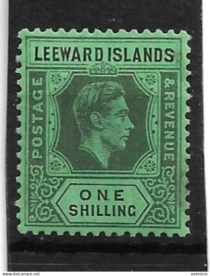 LEEWARD ISLANDS 1938 1s BLACK/EMERALD SG 110 MOUNTED MINT Cat £18 - Leeward  Islands