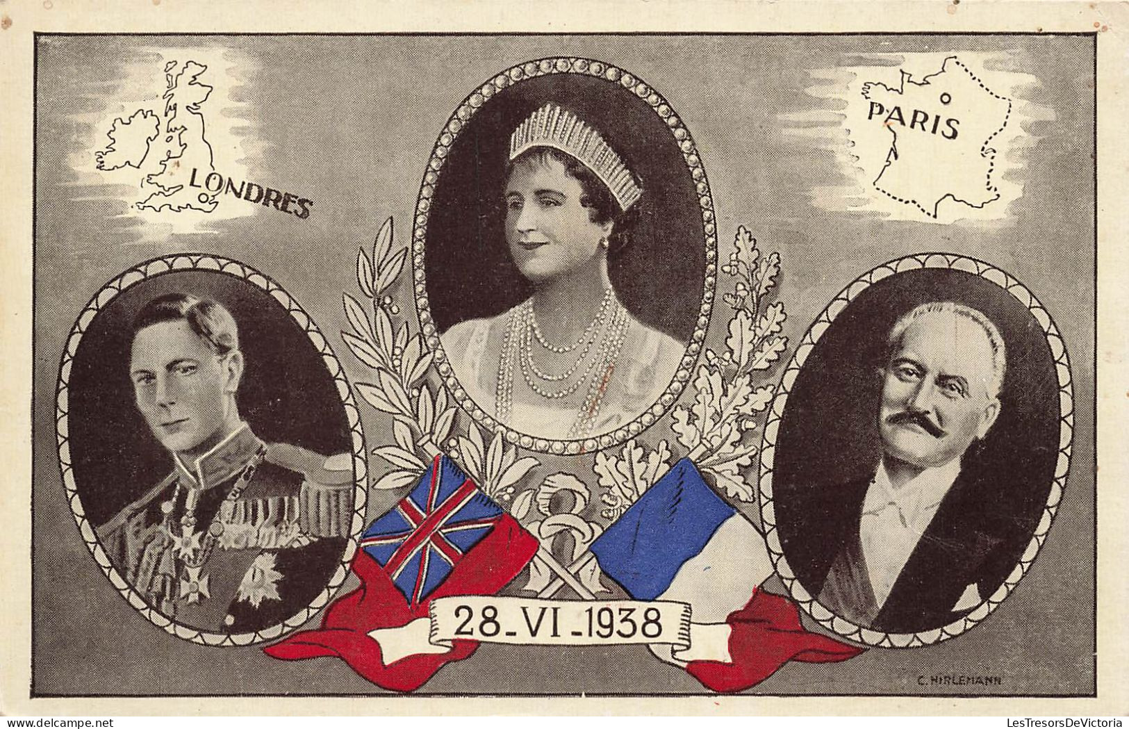 FAMILLE ROYALE - Londres - Paris - La Reine Et Les Autres Membres - Carte Postale Ancienne - Familles Royales