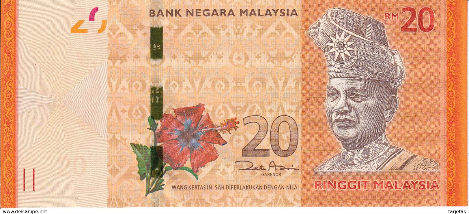 BILLETE DE MALASIA DE 20 RINNGIT DEL AÑO 2017 SIN CIRCULAR (UNC) (BANKNOTE) TORTUGA-TURTLE - Malaysie