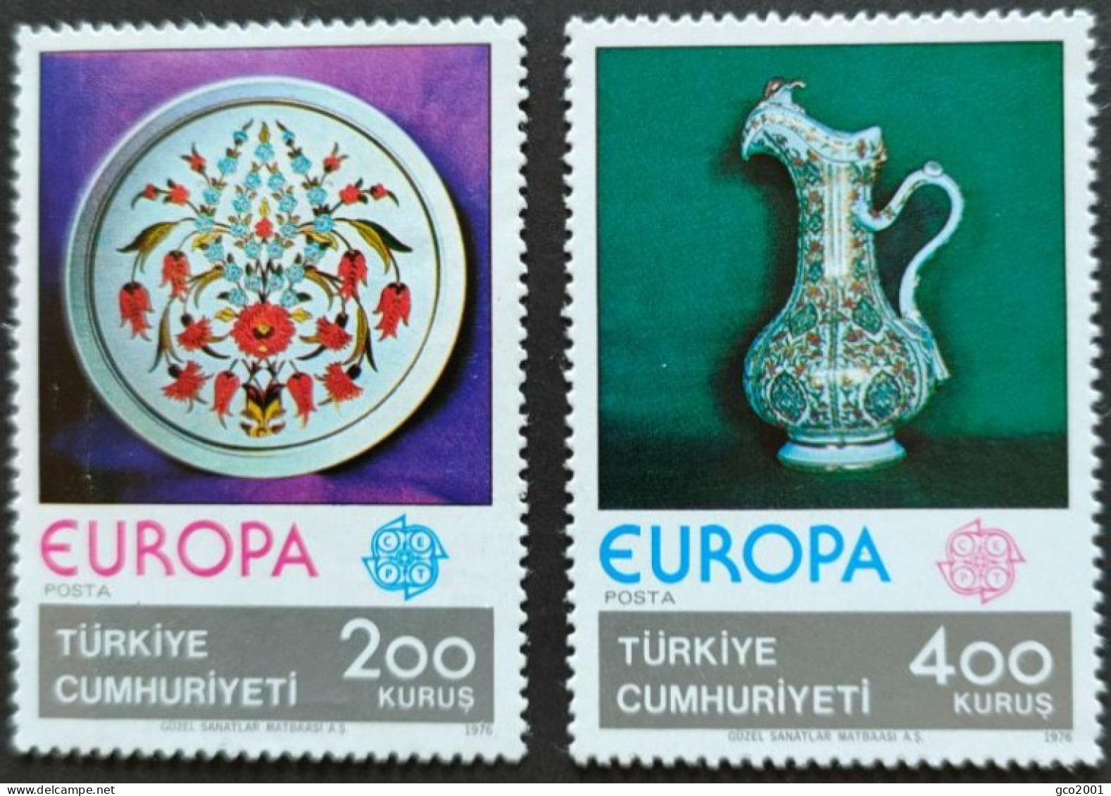 TURQUIE / YT 2155 - 2156 / ARTISANAT - PORCELAINE - ASSIETTE - PICHET - EUROPA / NEUFS ** / MNH - Ongebruikt