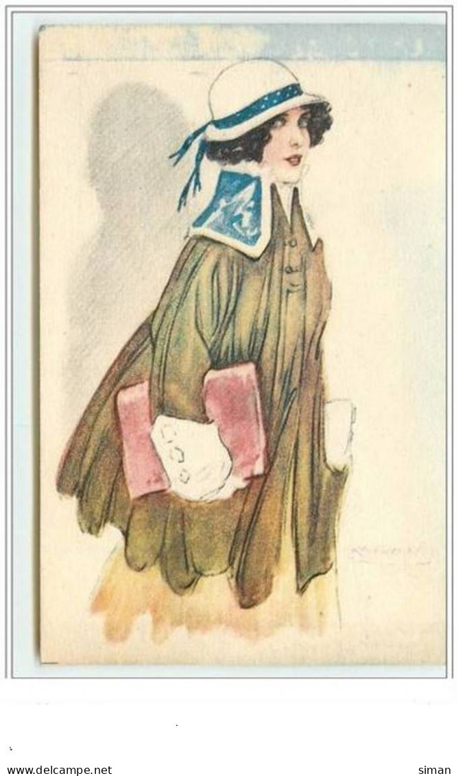 N°3654 - Mauzan - 202-6 - Femme En Marron  Chapeau Blanc - Mauzan, L.A.