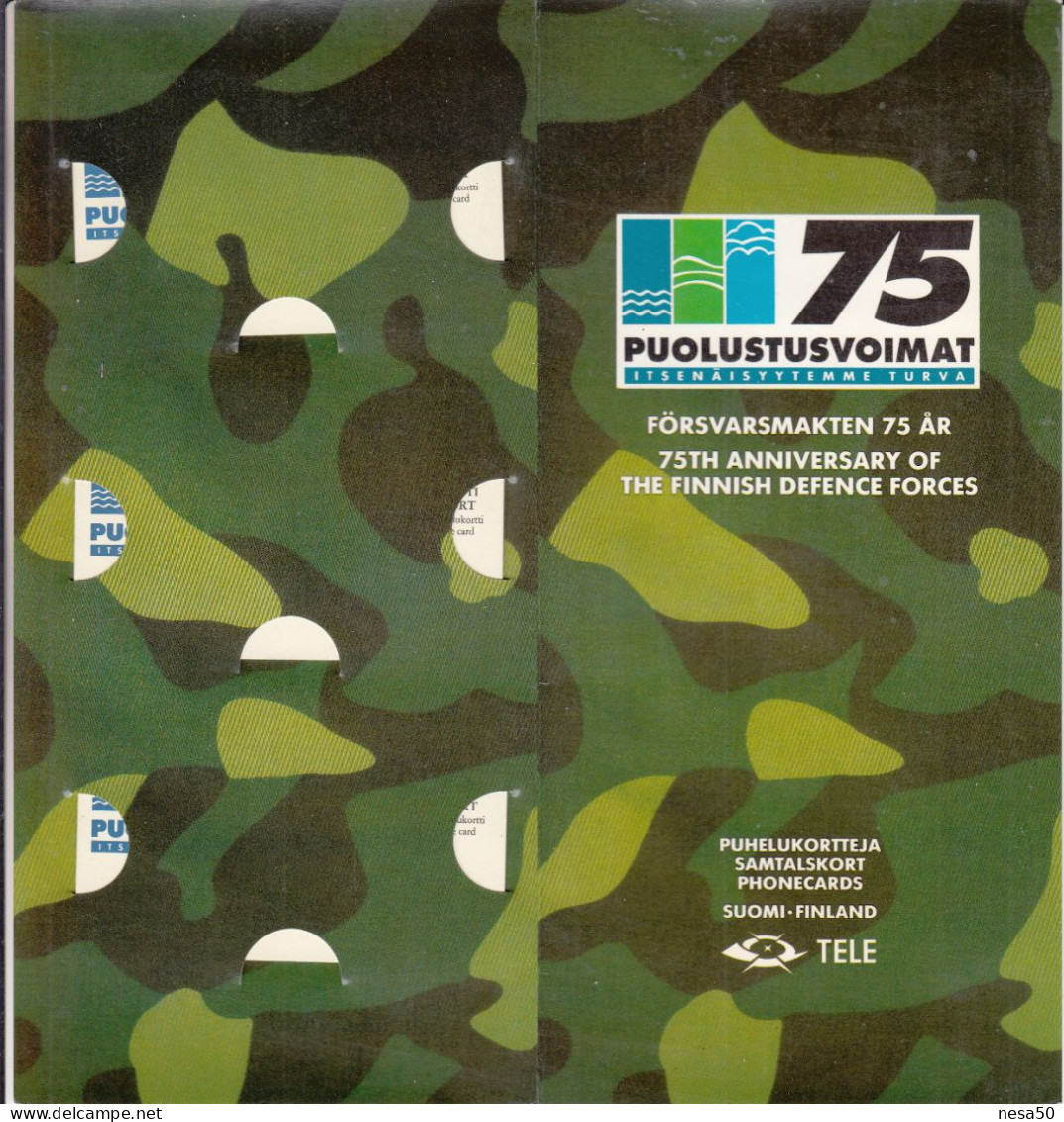 Telefoonkaart Finland, 3 St, Defensie, Nonstop 75 - Leger