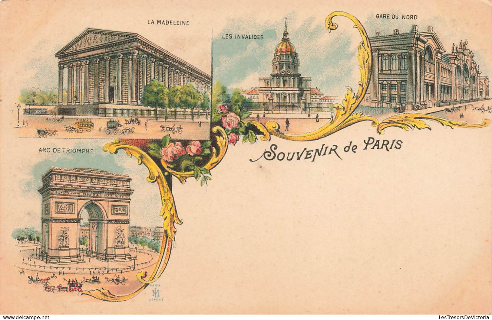 FRANCE -Souvenir De Paris - La Madeleine - Les Invalides - Gare Du Nord - Dos Non Divisé - Carte Postale Ancienne - Viste Panoramiche, Panorama
