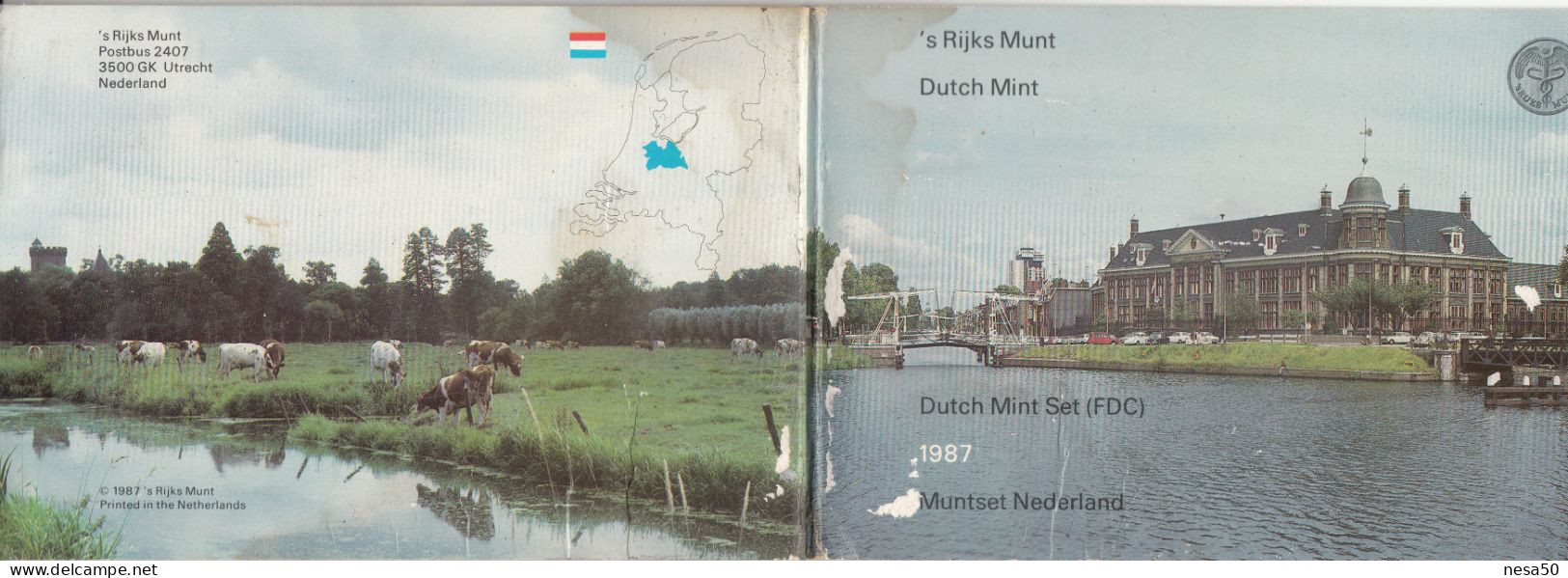 Nederland 1987, Dutch Mint Set, 5,10,25,ct + 1 En 21/2 Gulden, Boekje Heeft Waterschade, Maar Munten Zijn FDC - 1980-2001 : Beatrix