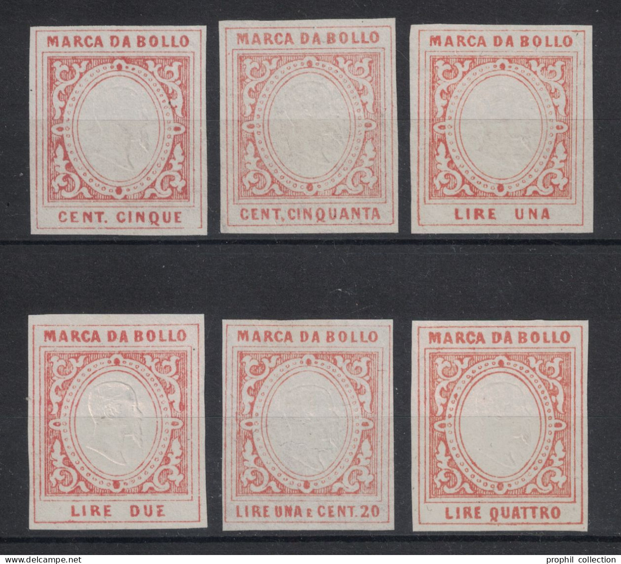 LOT De 6 TIMBRES FISCAUX D'ITALIE MARCA DA BOLLO (DIMENSION) 1863 - Steuermarken