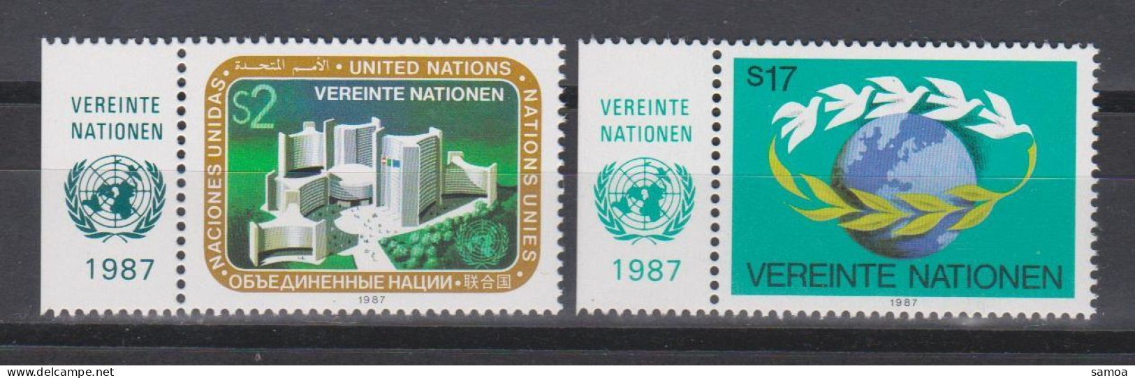 Nations Unies Vienne 1987 73-74 ** Centre International De Vienne Mappemonde - Neufs