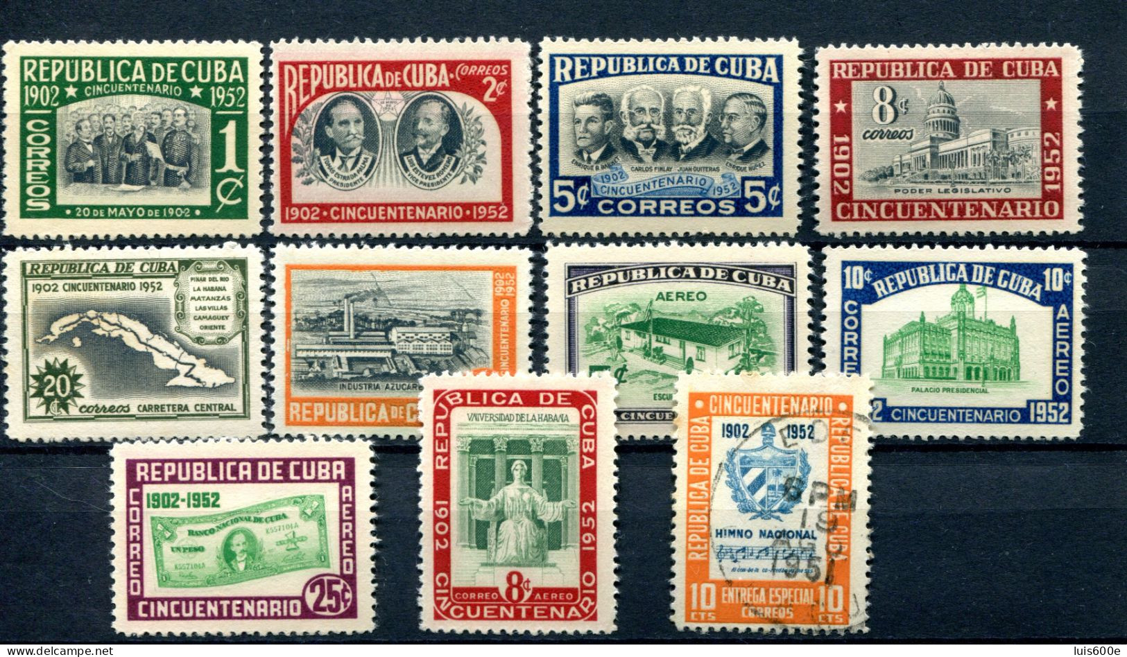 1952.CUBA.EDIFIL 487/97*NUEVOS SIN FIJASELLOS(MNH).ED.497 USADO.CATALOGO 26€ - Nuovi