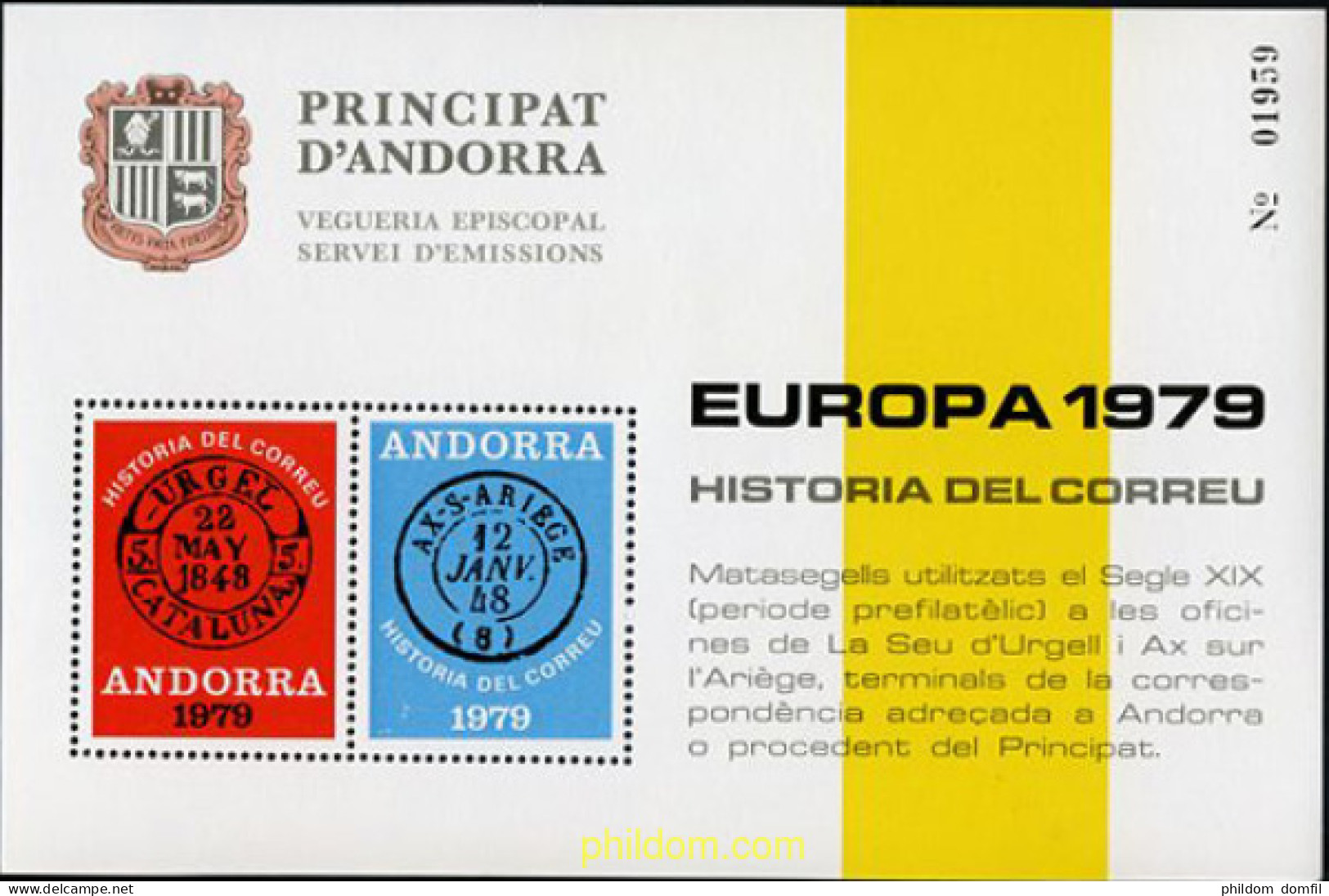 211918 MNH ANDORRA. Vegueria 1979 EUROPA 79 - Vicariato Episcopale