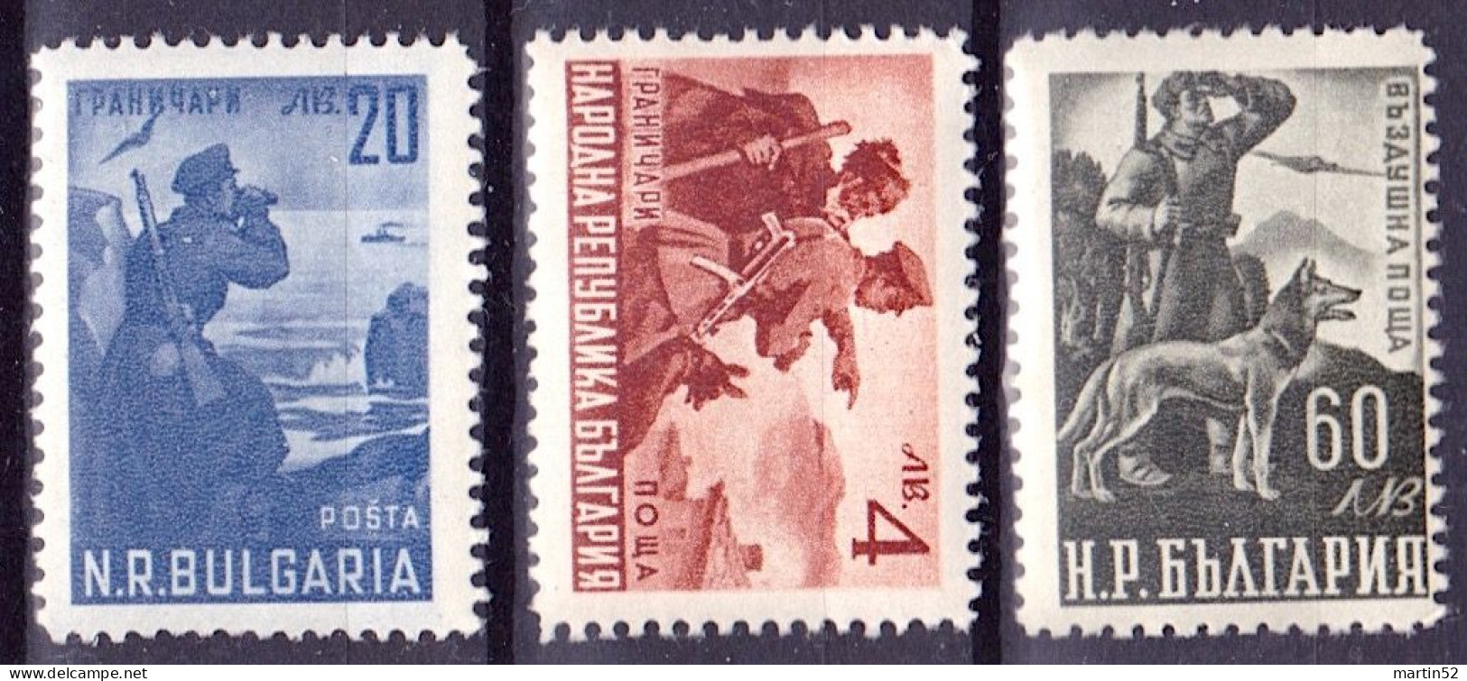 BULGARIA 1949: "Border Control / Contrôle Douanière - Michel-N° 709-711 (PAR AVION) ** MNH - Luftpost