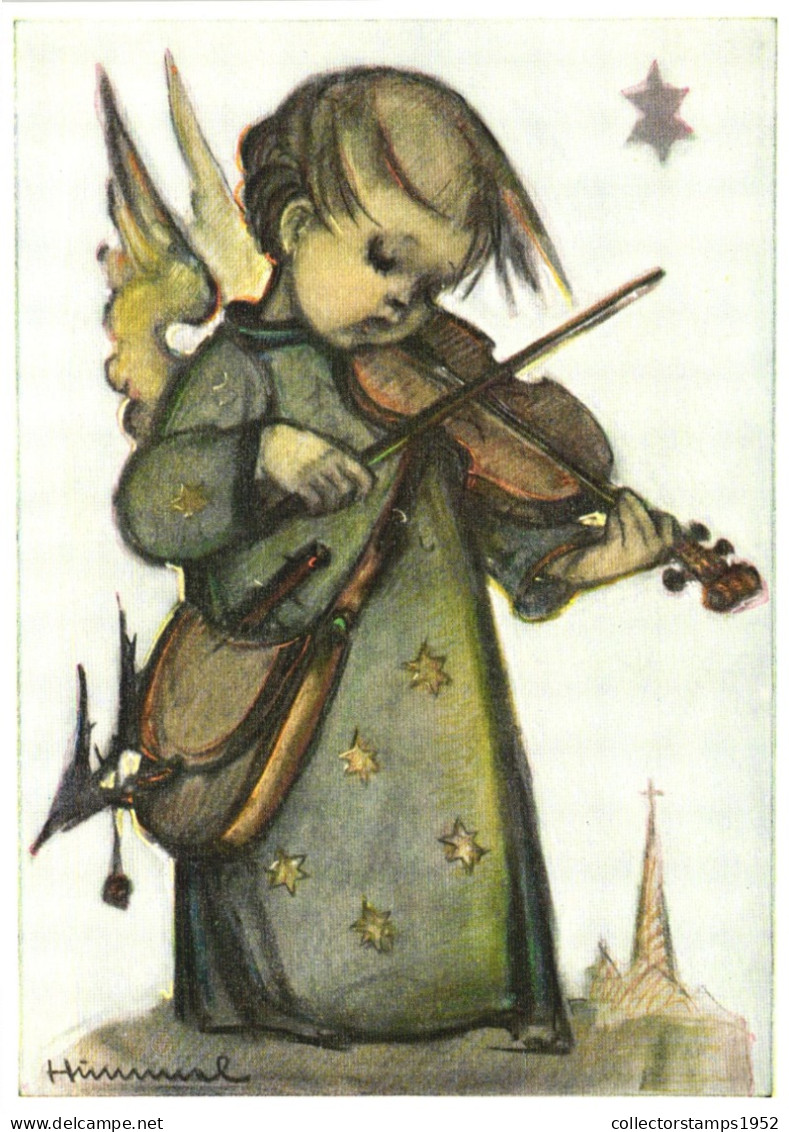 ILLUSTRATION, HUMMEL, NR. 4778, CHILD, VIOLIN, ANGEL, SIGNED, POSTCARD - Hummel