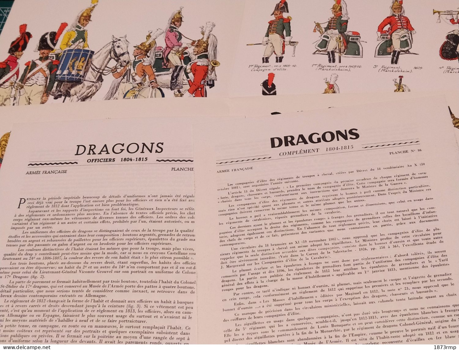 DRAGONS COMPLEMENT ET OFFICIERS DE DRAGONS 1804 1815 2 PLANCHES N°86.25 LUCIEN ROUSSELOT , PREMIER EMPIRE - Altri & Non Classificati