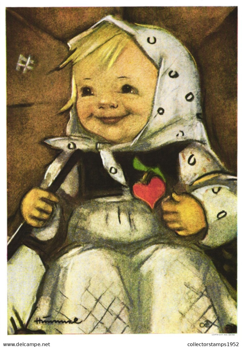 ILLUSTRATION, HUMMEL, NR. 14830, CHILD, GIRL, SIGNED, POSTCARD - Hummel