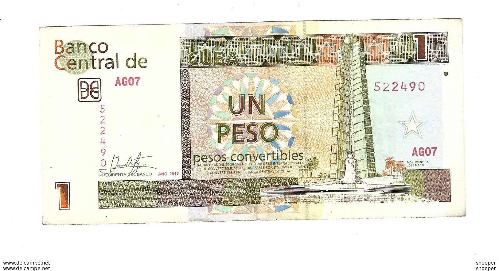 *cuba 1 Peso  Convertibles   2017 - Cuba