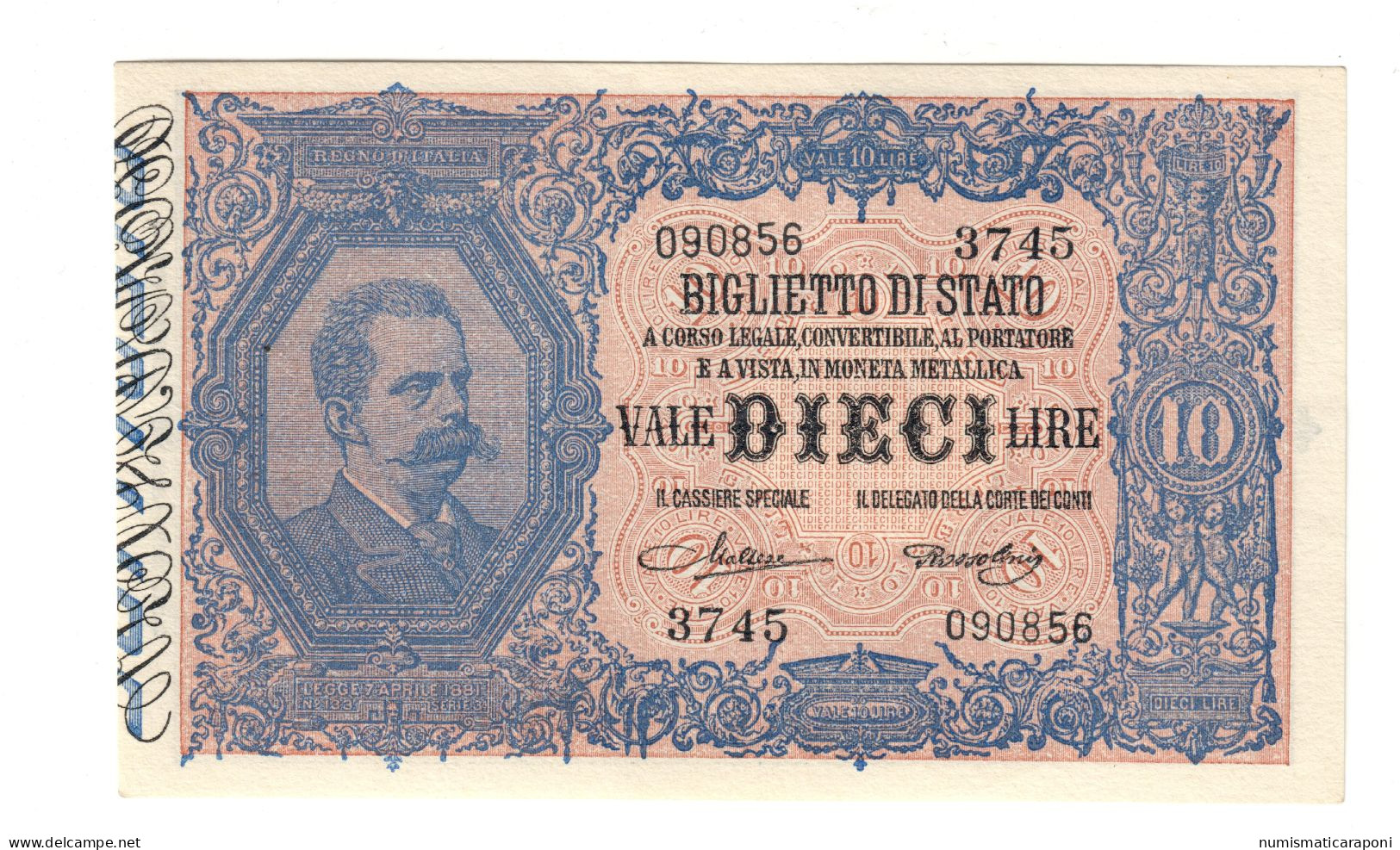 10 Lire Vitt. Em. III° Effige Umberto I° 19 09 1923 Rara Sup/fds Lotto 4211 - Regno D'Italia – 1 Lire