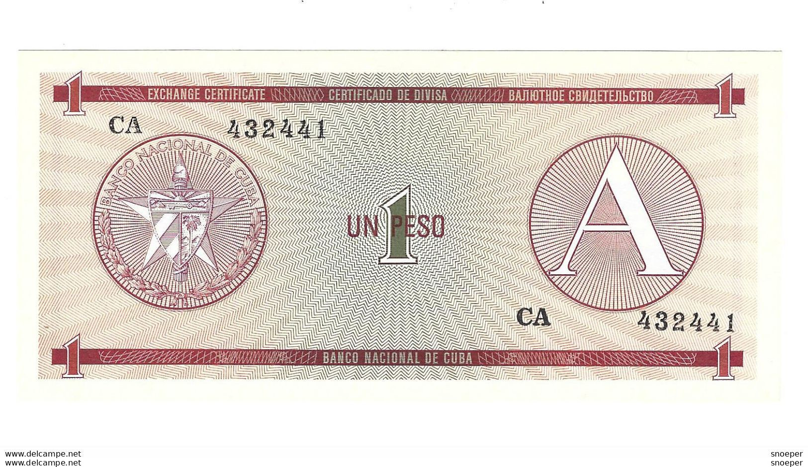 *cuba 1 Peso     1985    Serie A    Fx1   Unc - Cuba