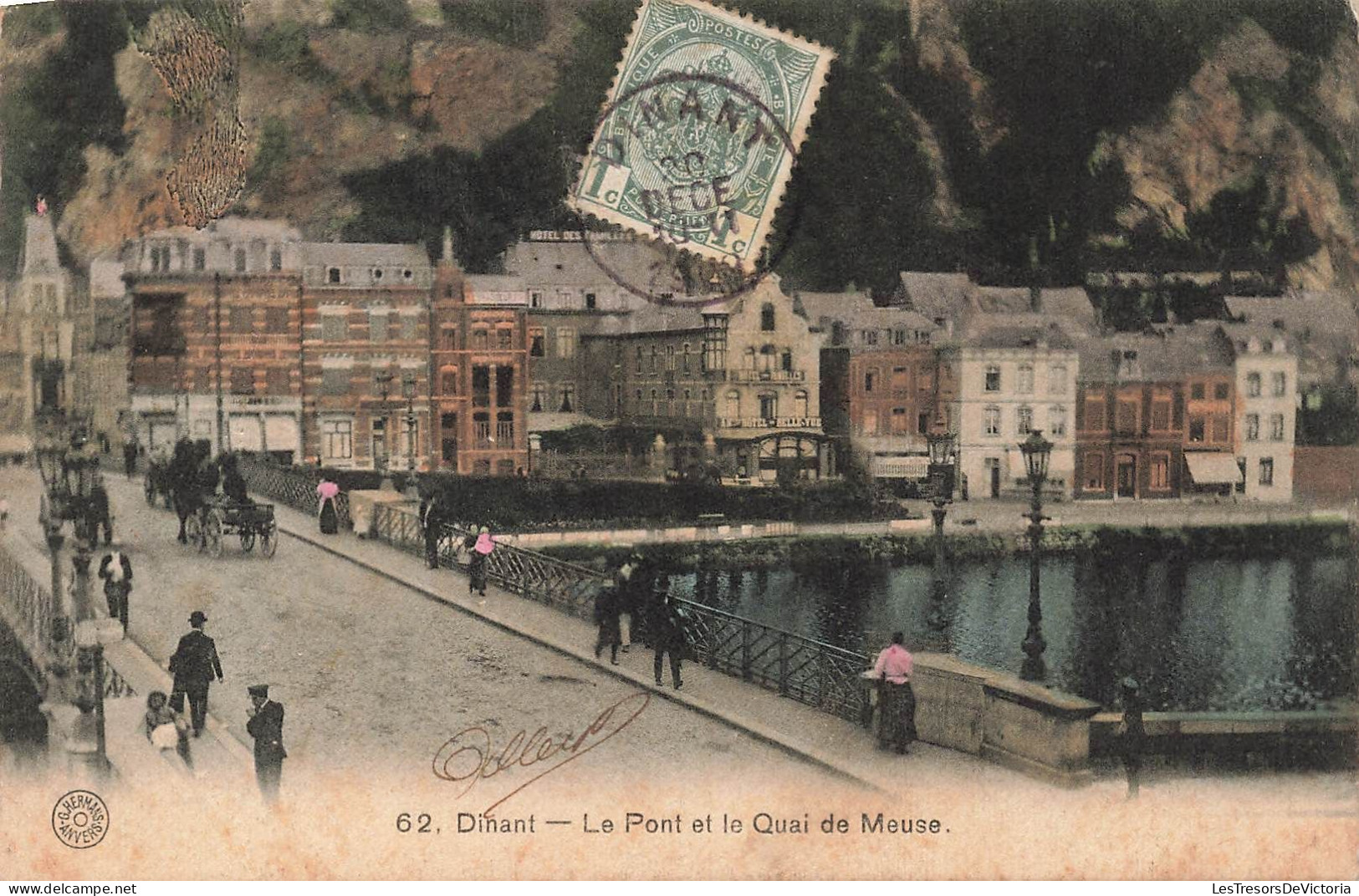 BELGIQUE - Dinant - Le Pont Et Le Quai De Meuse - Coloris éet Animé - Carte Postale Ancienne - Dinant