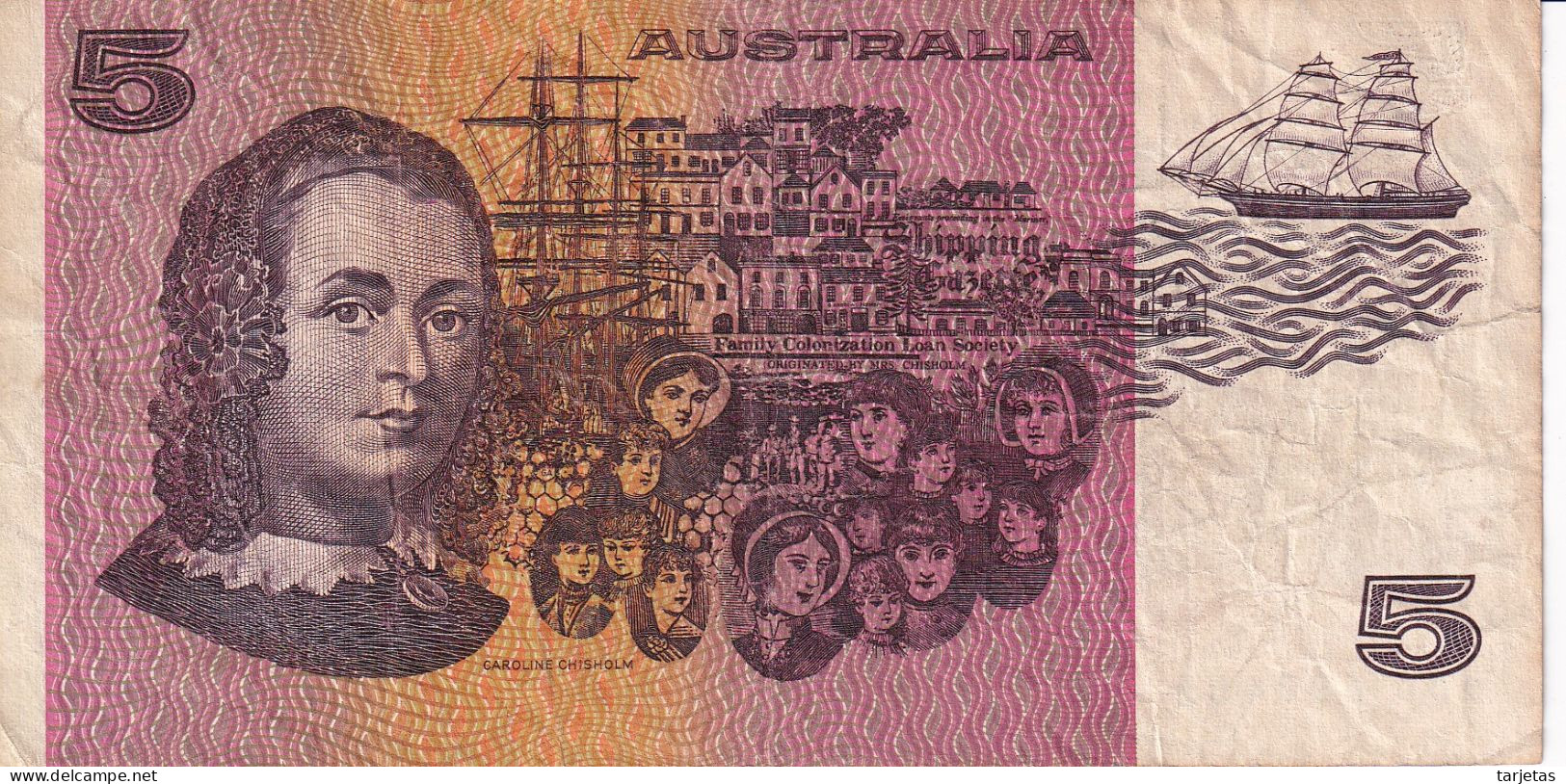 BILLETE DE AUSTRALIA DE 5 DOLLARS DEL AÑO 1985 SERIE QDD  (BANKNOTE) - 1974-94 Australia Reserve Bank (papier)