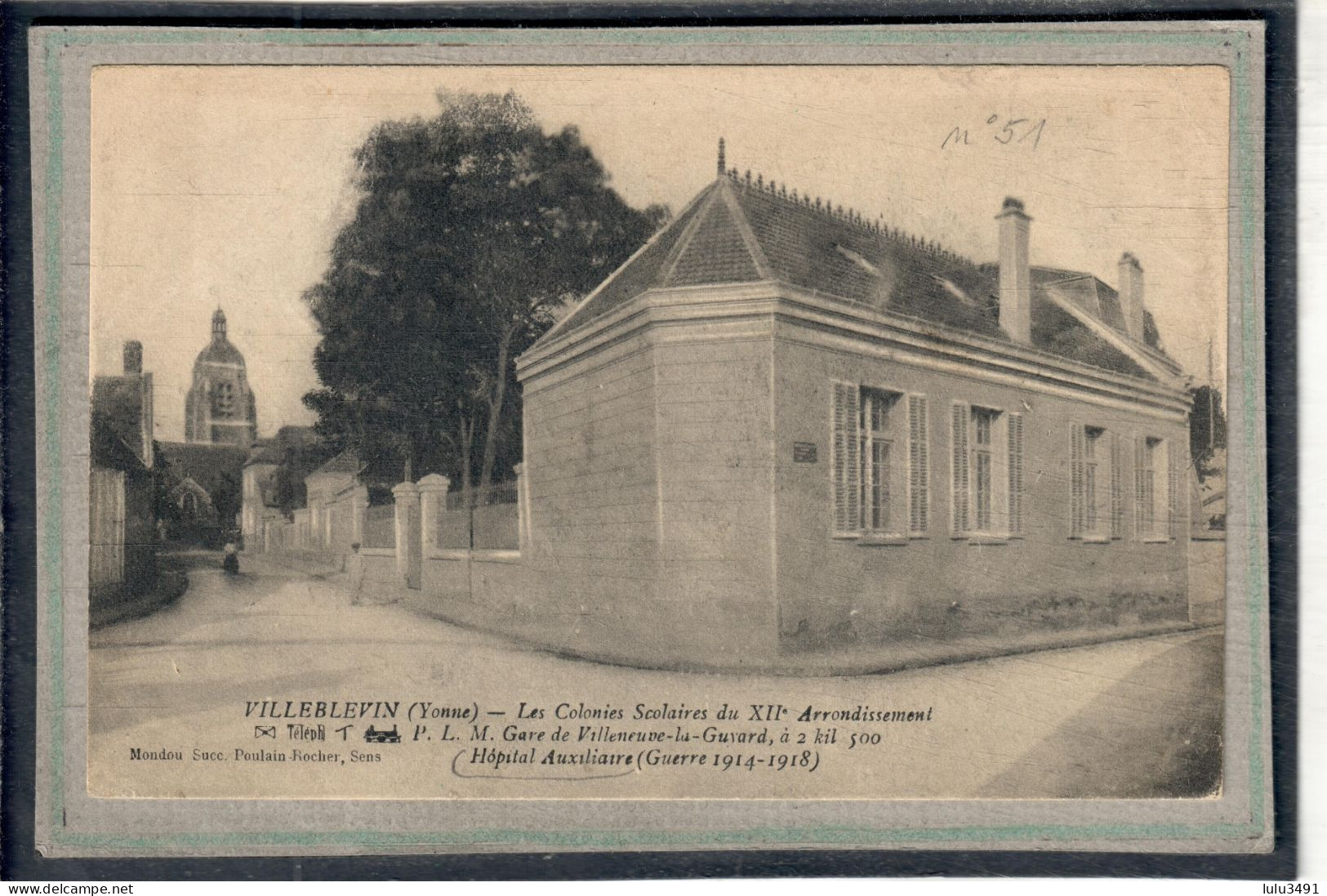 CPA - VILLEBLIN (89) - Aspect De L'Hôpital Ambulance, Auxiliaire, Complémentaire, Temporaire N° 51 En 1920 - Villeblevin