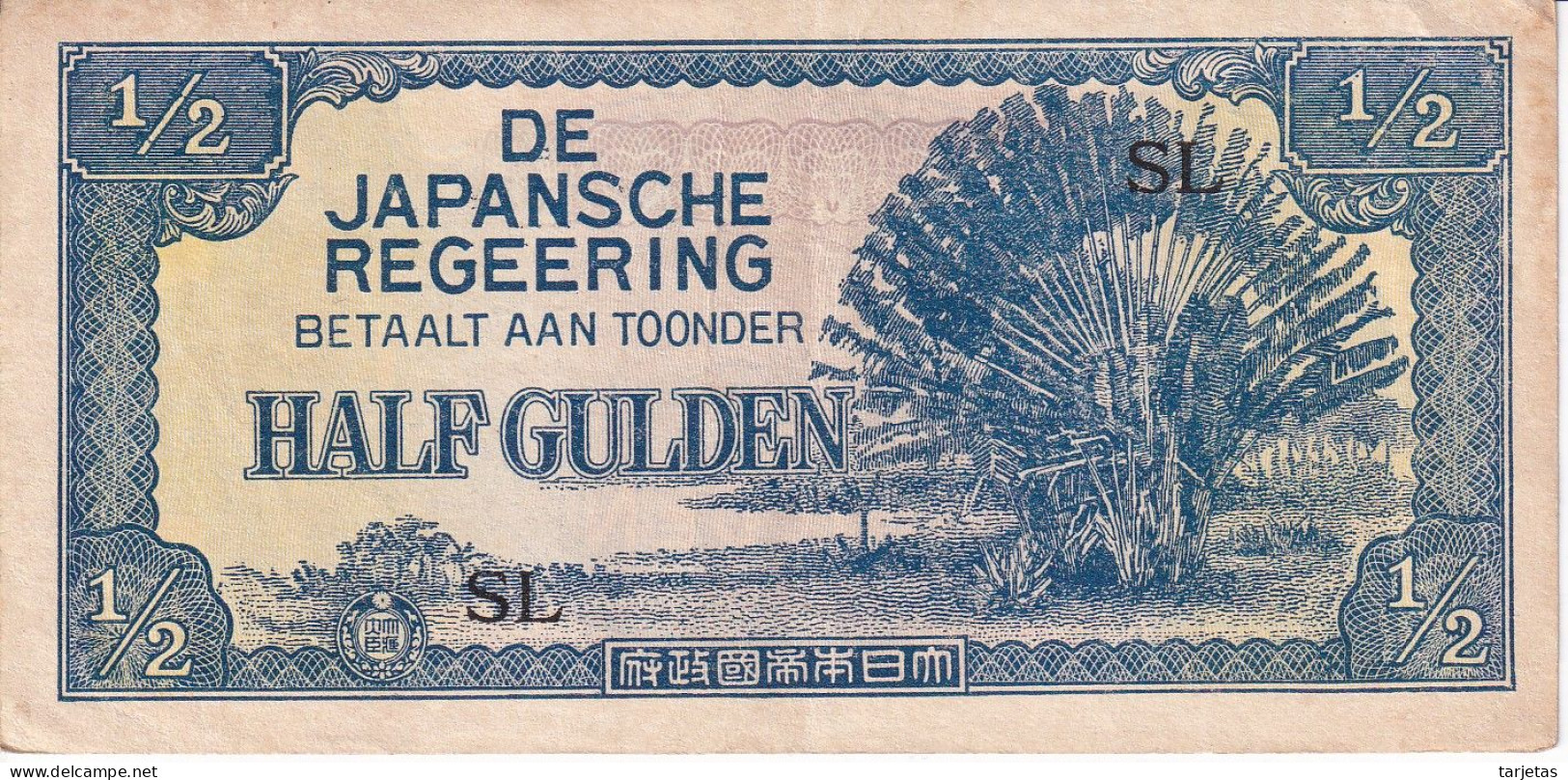 BILLETE DE JAPANSCHE REGEERING DE 1/2 GULDEN DEL AÑO 1942  (BANKNOTE) - Indes Neerlandesas
