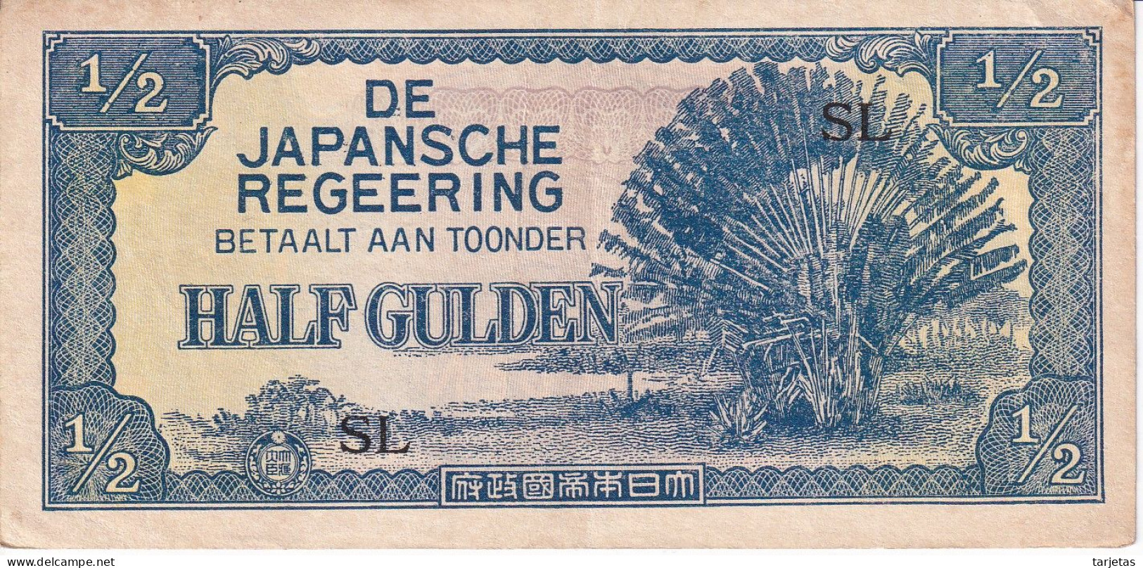 BILLETE DE JAPANSCHE REGEERING DE 1/2 GULDEN DEL AÑO 1942  (BANKNOTE) - Niederländisch-Indien