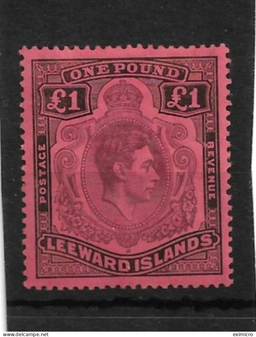 LEEWARD ISLANDS 1942 £1 PURPLE + BLACK/CARMINE SG 114a UNMOUNTED MINT Cat £90 - Leeward  Islands