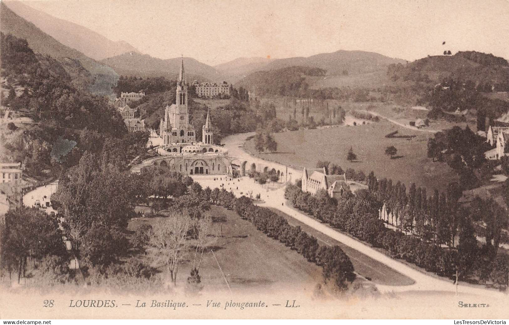 FRANCE - Lourdes - La Basilique - Vue Plongeante - Carte Postale Ancienne - Lourdes