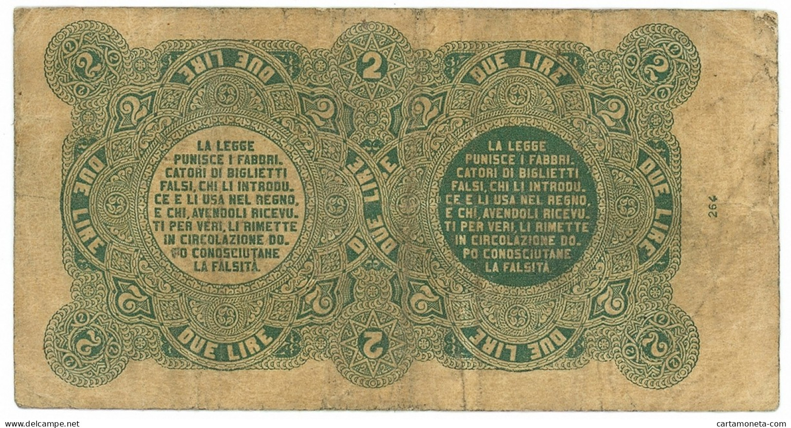 2 LIRE BIGLIETTO CONSORZIALE REGNO D'ITALIA 30/04/1874 BB - Biglietto Consorziale