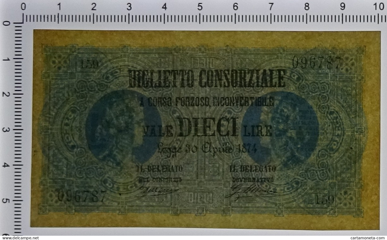 10 LIRE BIGLIETTO CONSORZIALE REGNO D'ITALIA 30/04/1874 QFDS - Biglietto Consorziale