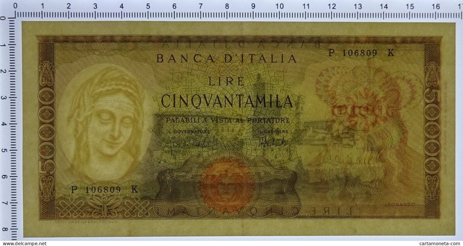 50000 LIRE BANCA D'ITALIA LEONARDO DA VINCI MEDUSA 16/05/1972 SPL+ - Autres & Non Classés