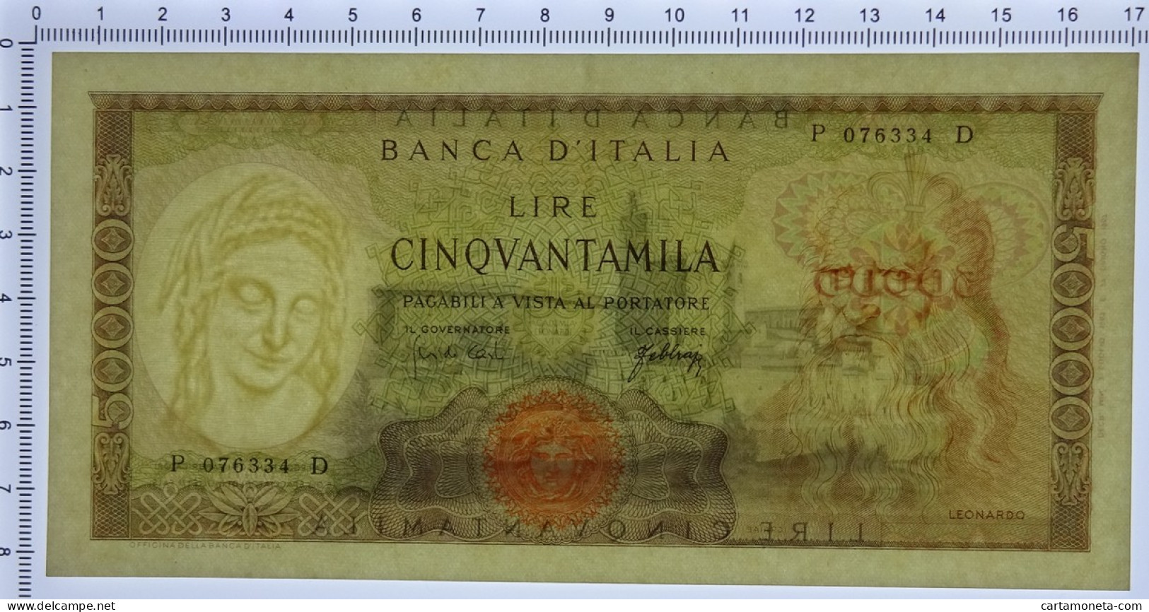 50000 LIRE BANCA D'ITALIA LEONARDO DA VINCI MEDUSA 03/07/1967 SPL - Sonstige & Ohne Zuordnung