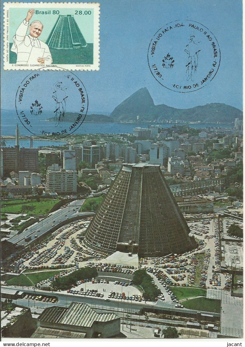 Carte Maximum - Brasil - Rio De Janeiro - Catedral - Visita Do Papa João Paulo II - Pope - Maximum Cards