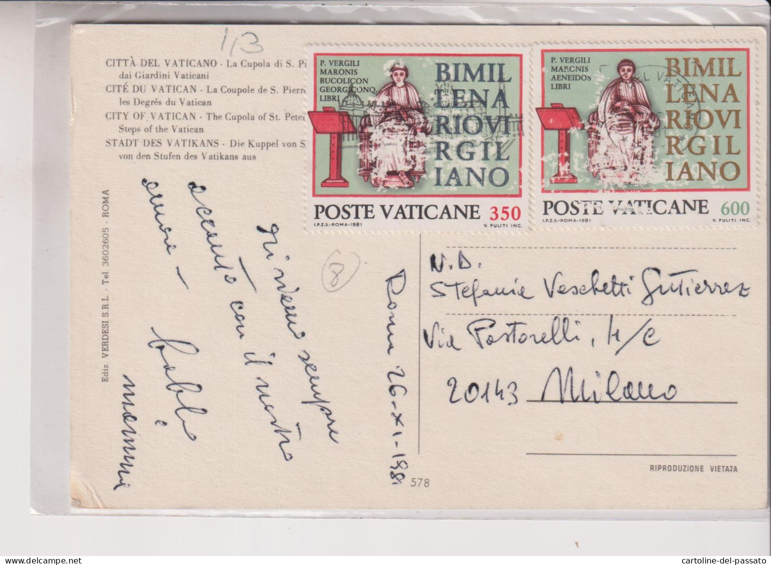 Vaticano Francobollo Commemorativo Storia Postale San Pietro  Nice Stamp - Vatican