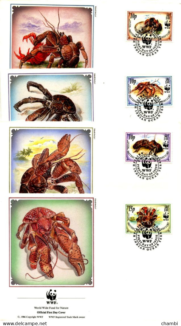 Britich Territory Antartic 4 FDC De 1993 Marine Life WWF Crustacés - FDC