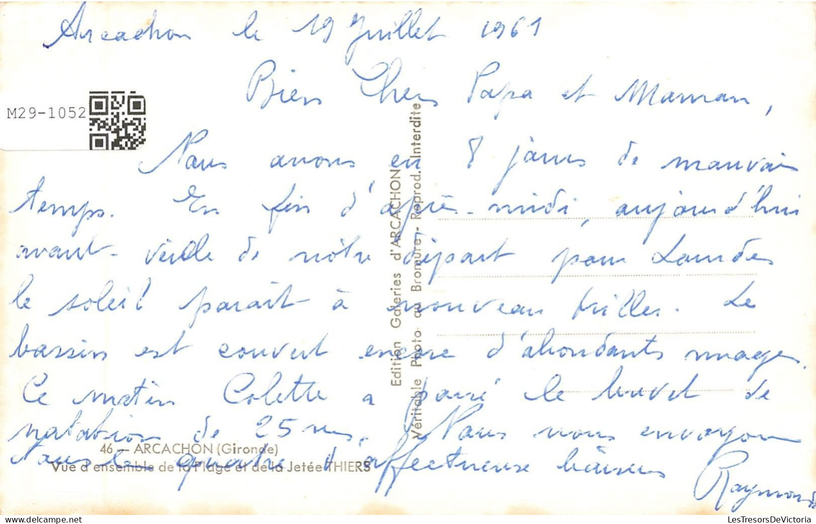 FRANCE - Arcachon - Vue D'ensemble De La Plage Et De La Jetée Thiers - Carte Postale Ancienne - Arcachon