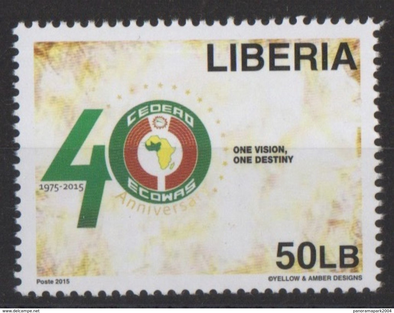 Liberia 2015 Emission Commune Joint Issue CEDEAO ECOWAS 40 Ans 40 Years - Liberia