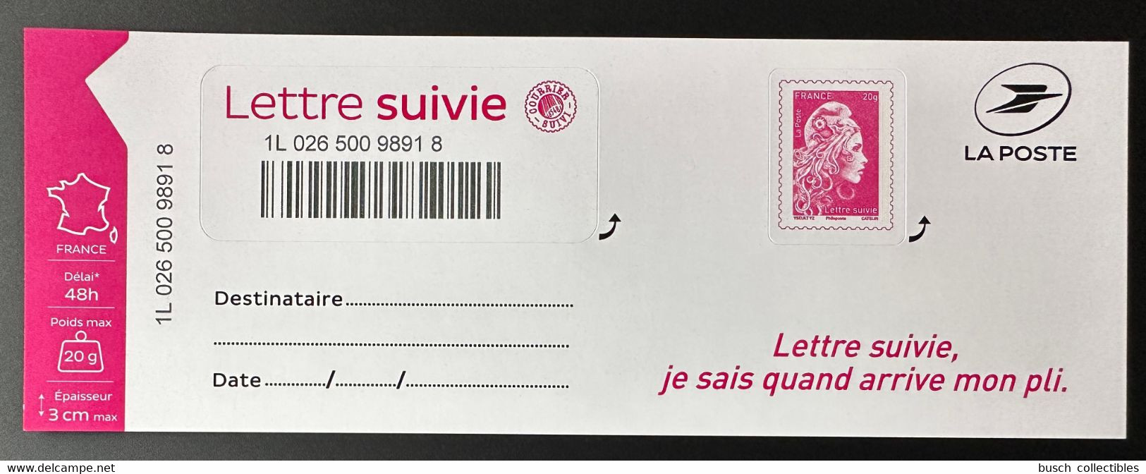 France 2019 - Lettre Suivie Adhésif LS7 LS 7 1217a 1656BA Marianne L'Engagée Suivi Liasse Complète - Ungebraucht