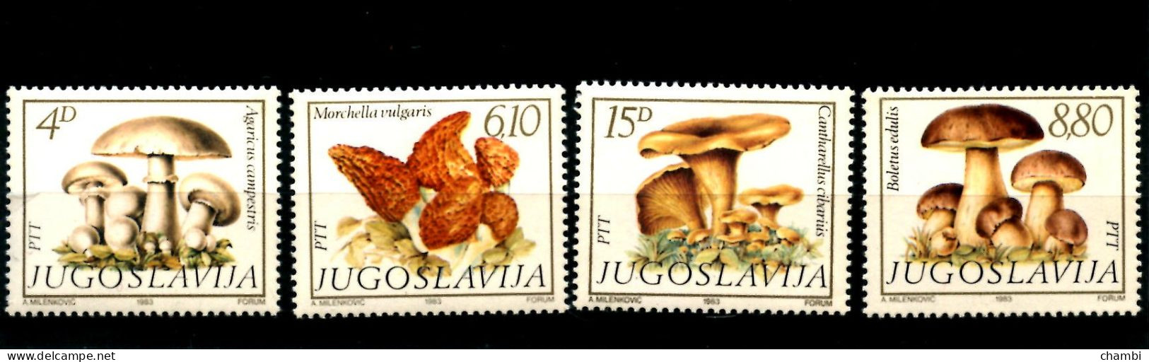 Yougoslavie Série De 4 Timbres Champignons Nature Muschroom - Lots & Serien