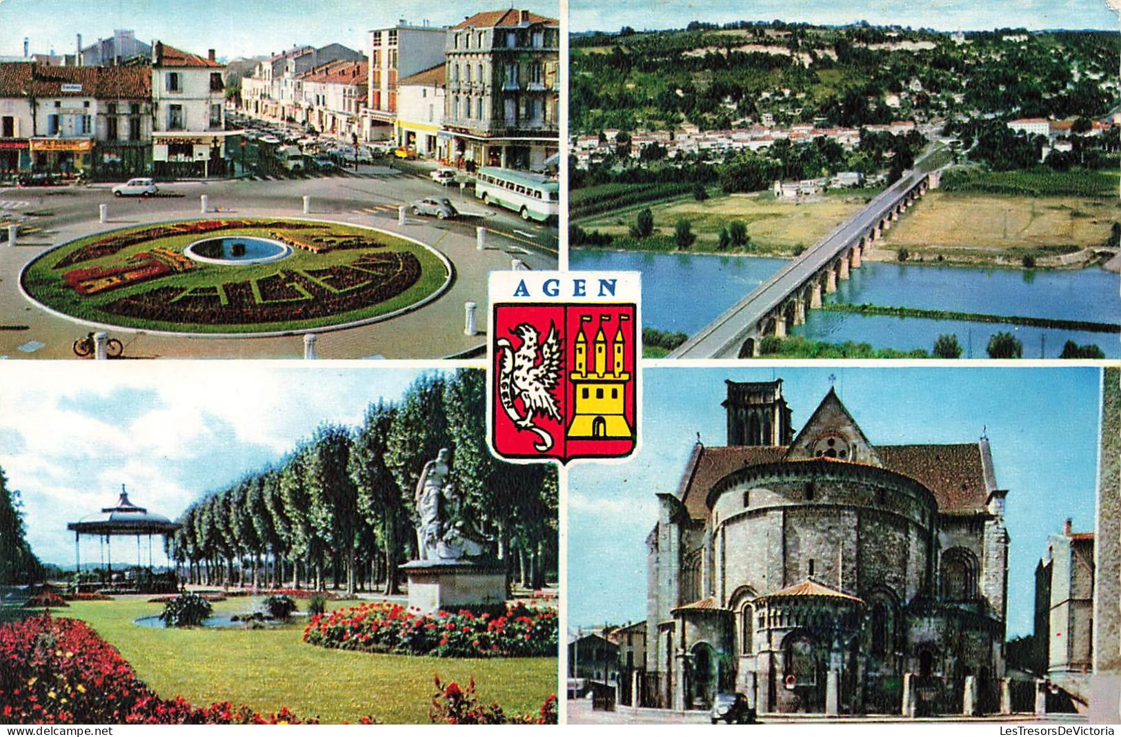 FRANCE - Agen - La Place Du Pin - Cathédrale Saint Caprais - Promenade Du Gravier - Pont Canal - Carte Postale - Agen