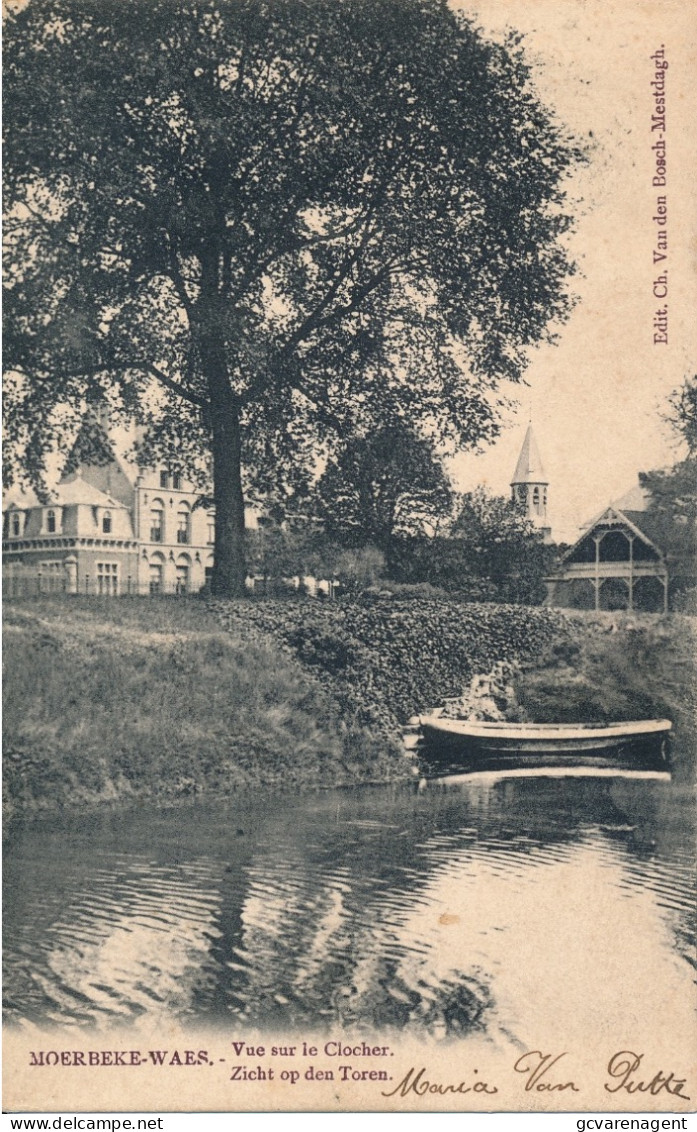 MOERBEKE WAAS    ZICHT OP DEN TOREN     2 SCANS - Moerbeke-Waas