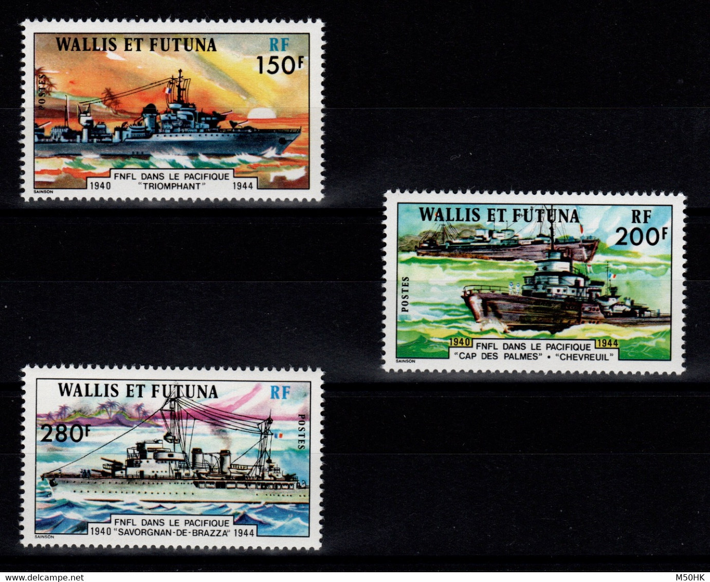 PROMOTION - Wallis & Futuna - YV 210 à 212 N** Luxe Complète , Navires De Guerre FFL Pacifique , Cote 51,50 Euros - Nuevos